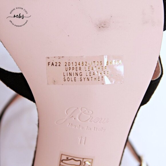 J. Crew Violetta Leather Ankle Straps Kitten Heel Sandals Black Women 11 - Picture 12 of 12